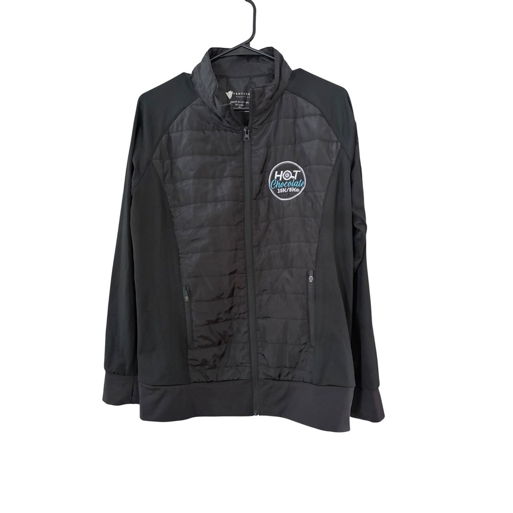 Ventures Endurance‎ Mens Black Hybrid Quilted Running Jacket Hot Chocolate 15K M
